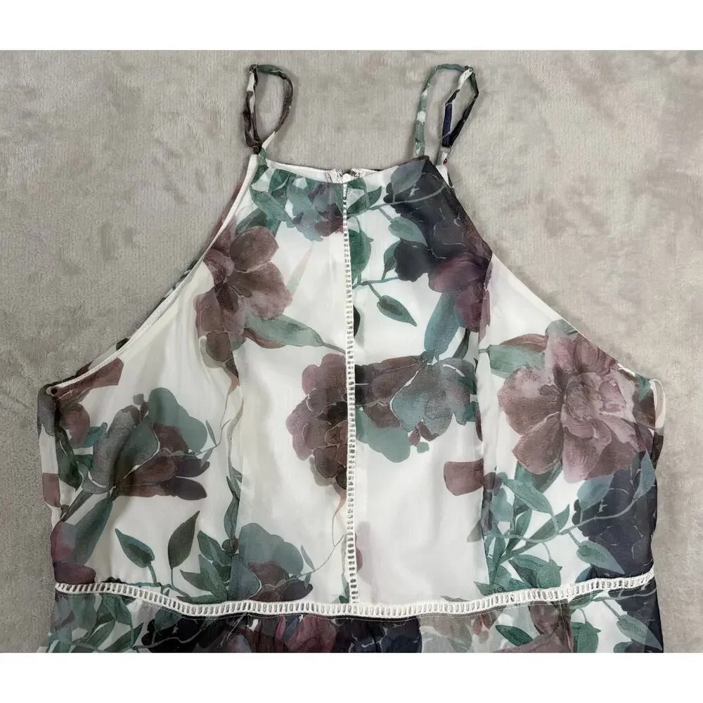 Y2K Charlotte Russe 1X Floral Chiffon Handkerchief Hem Dress Fairycore Whimsigot - Picture 9 of 12